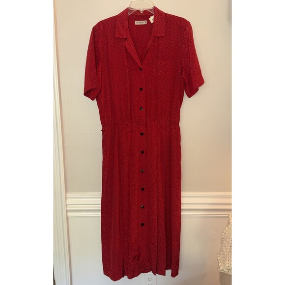 Liz Claiborne Dresses & Skirts - Vintage Liz Claiborne 90’s RED Polka Dot Button Midi Dress Sz 12 Cottagecore